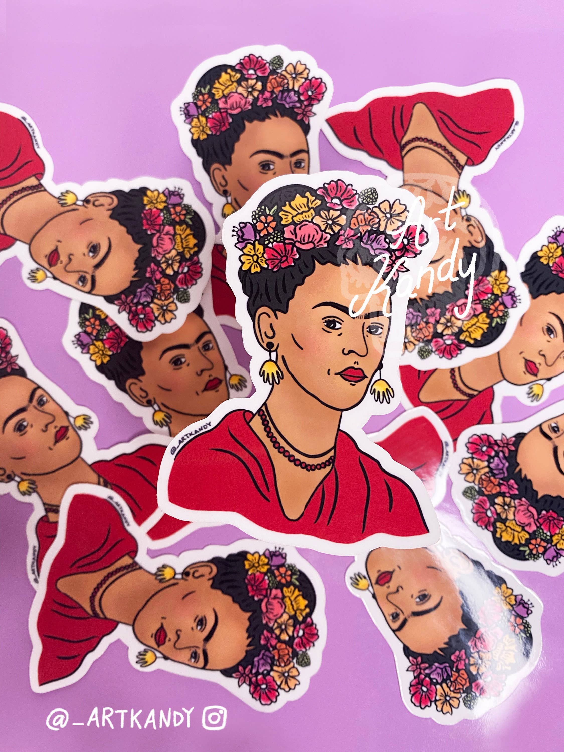 ArtKandy - Wholesale Sticker - Frida Kahlo Flower Crown Sticker1