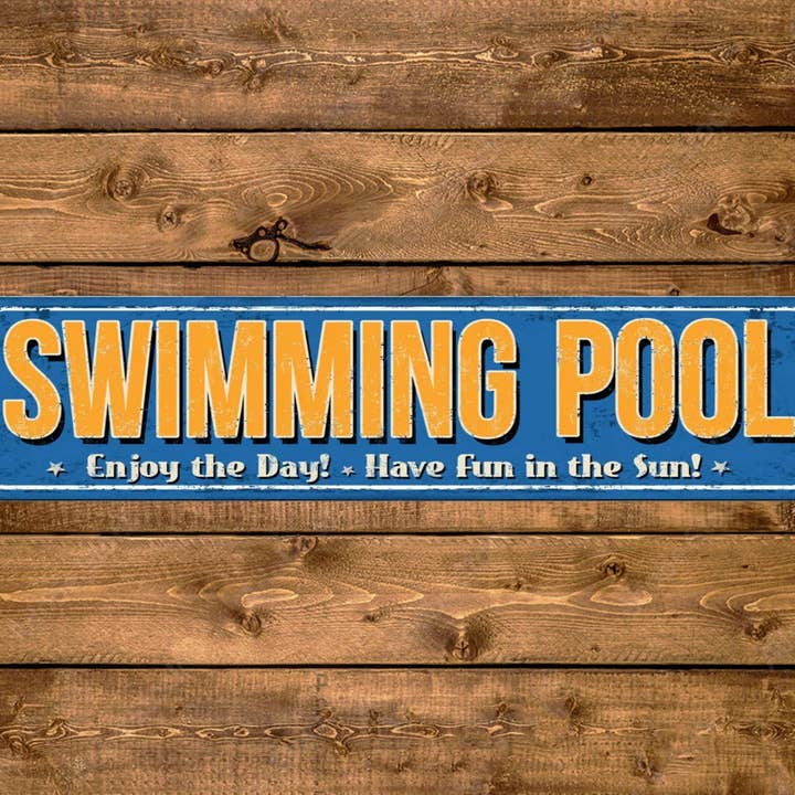 Game Time Prints - Wholesale Sign - Swimming Pool Street Sign Enjoy The Day Fun In The Sun Summer Water Vintage Style