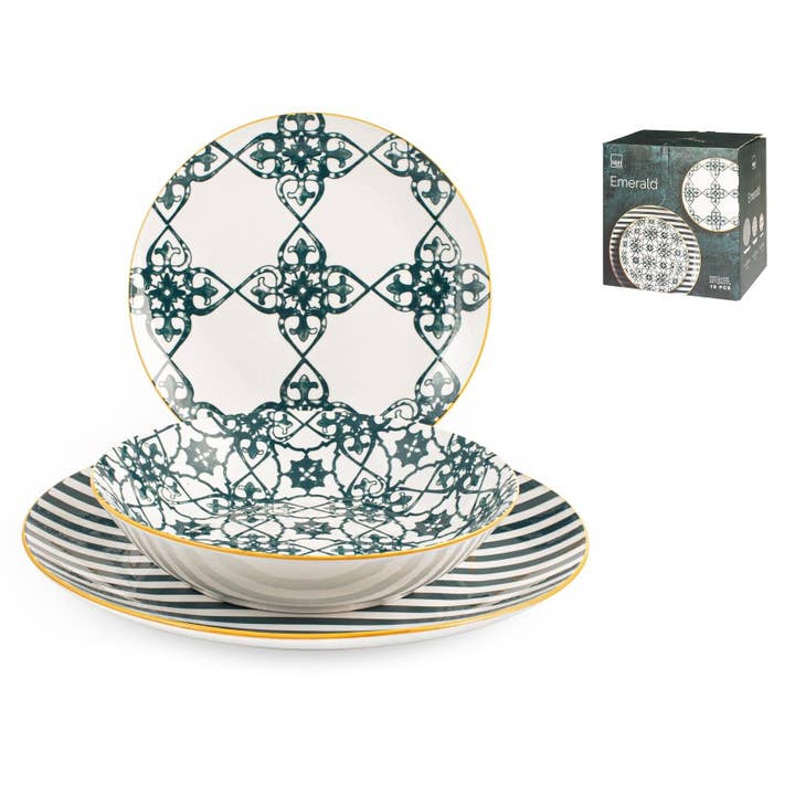 18-dele porcelænsstel med coupeform og smaragddekor for engroshandel hos H&H