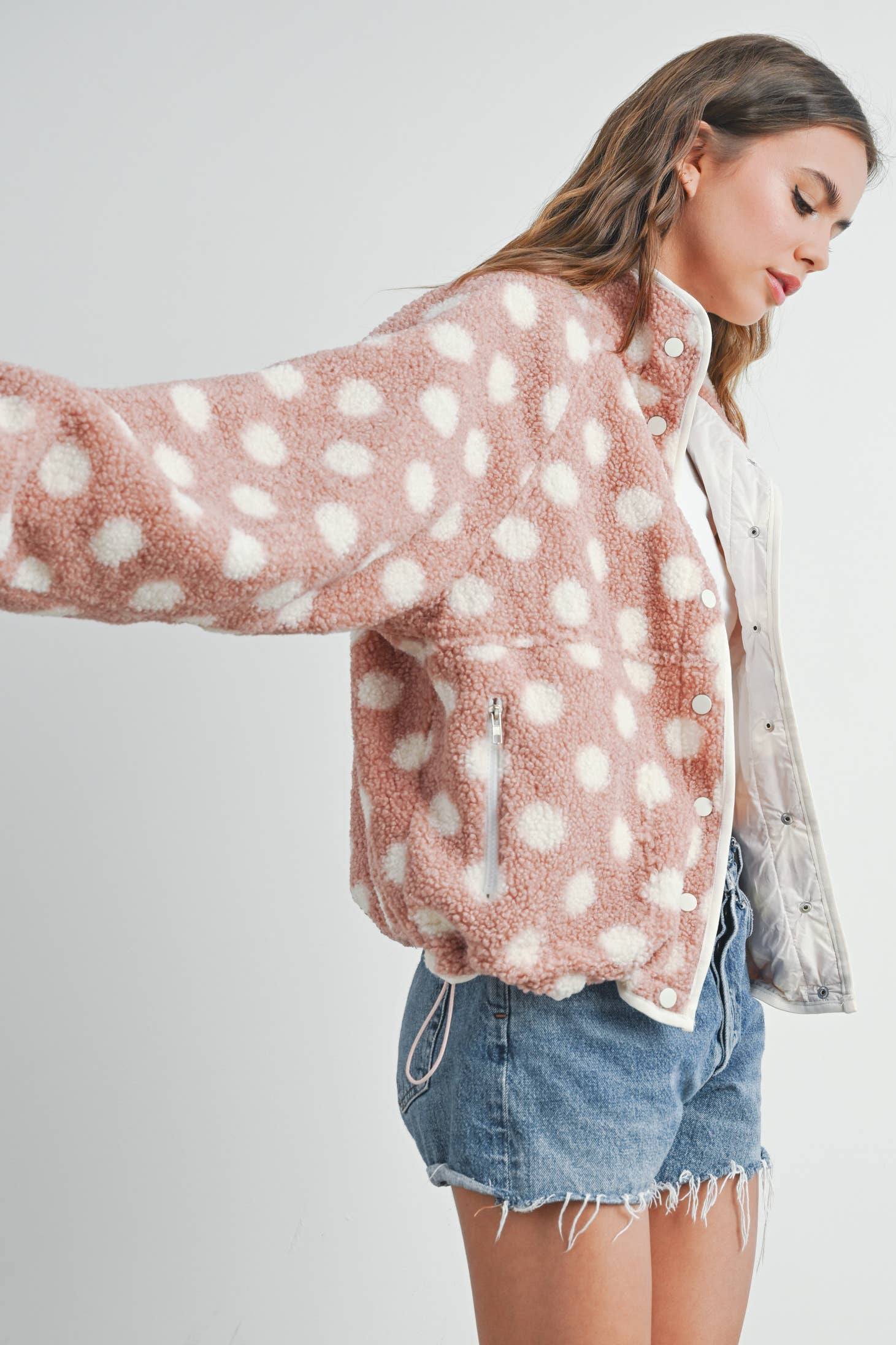 BUTTERMELON - Wholesale Jacket - Women's - Fall/Winter Polka Dot Button Down Jacket - BMJ742014