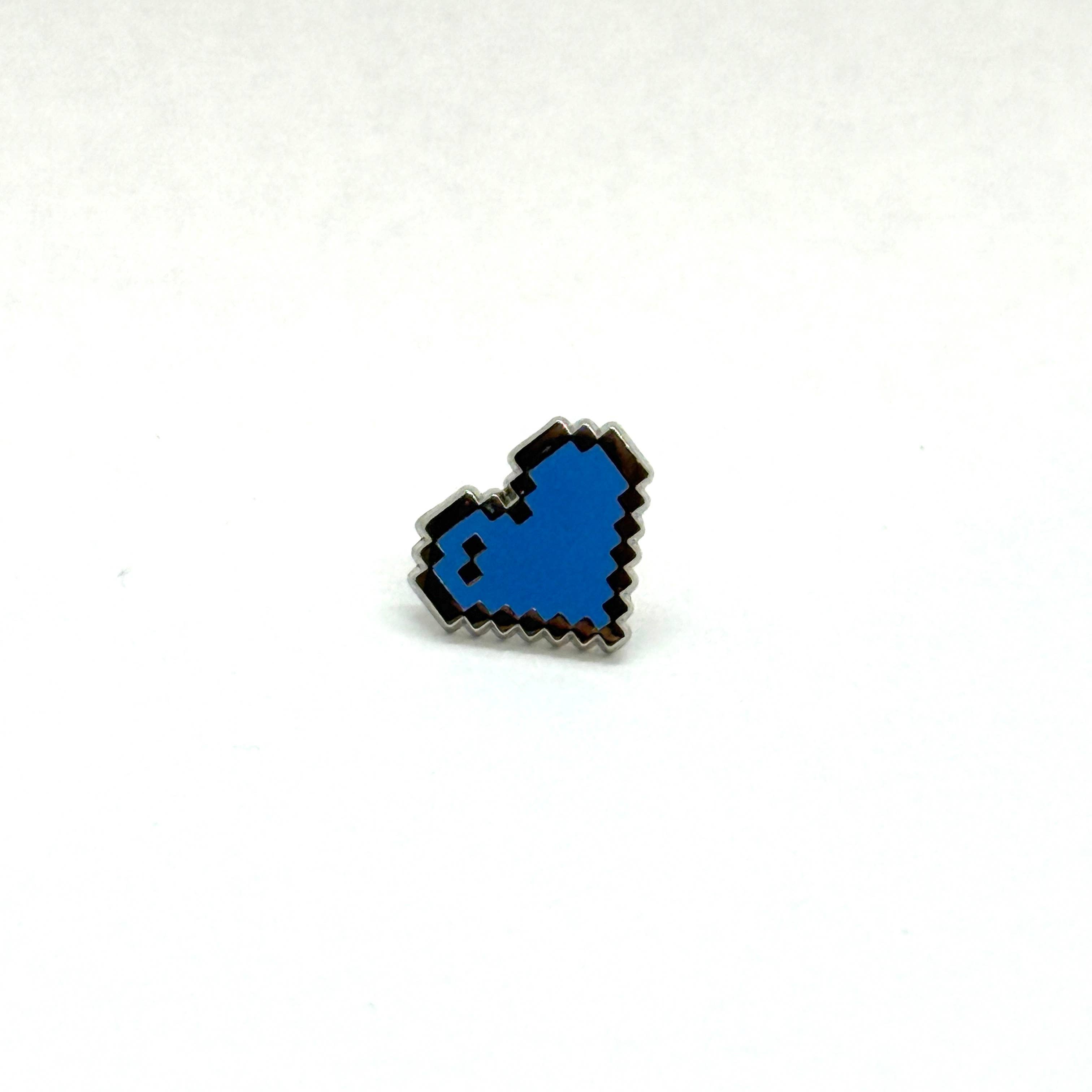 Ollybits Pixel Art - Wholesale Lapel Pin/Button - Cyan (Blue) Pixel Heart Mini Filler Enamel Pin2