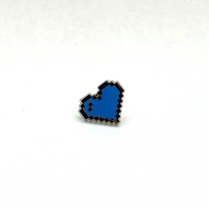 Ollybits Pixel Art - Wholesale Lapel Pin/Button - Cyan (Blue) Pixel Heart Mini Filler Enamel Pin2