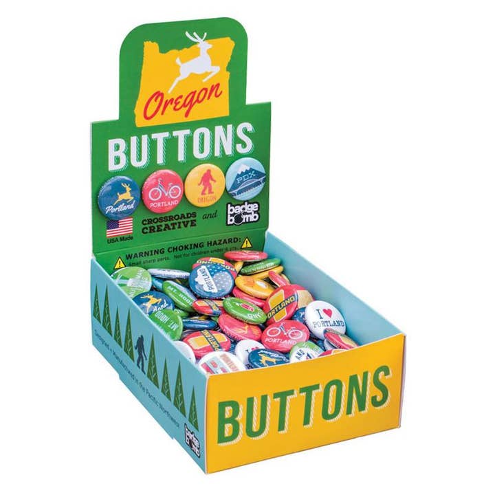 Portland, Oregon 1" Button Box for wholesale by Badge Bomb