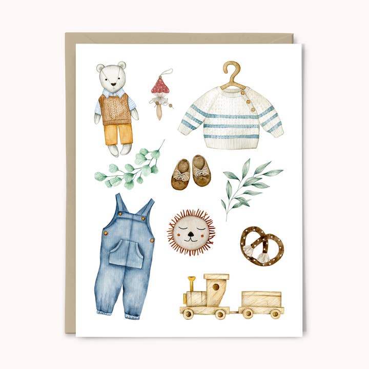 Novo cartão de felicitações do bebê menino por atacado de Paper Swan & Co.