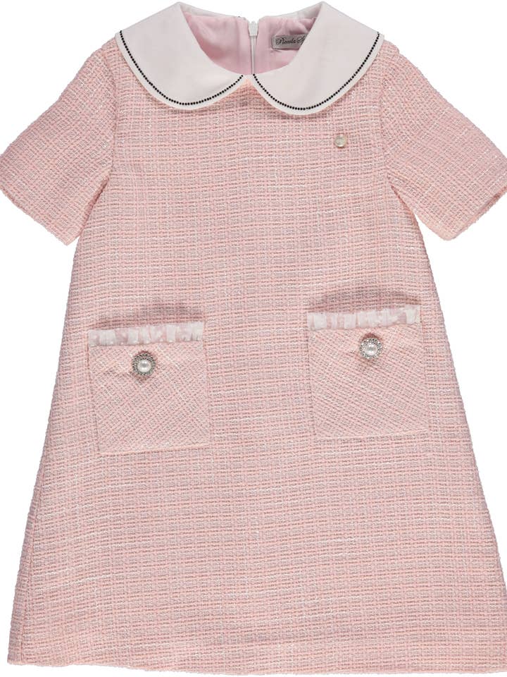 Roze Chanel-jurk met zakken voor wholesale door Piccola Speranza