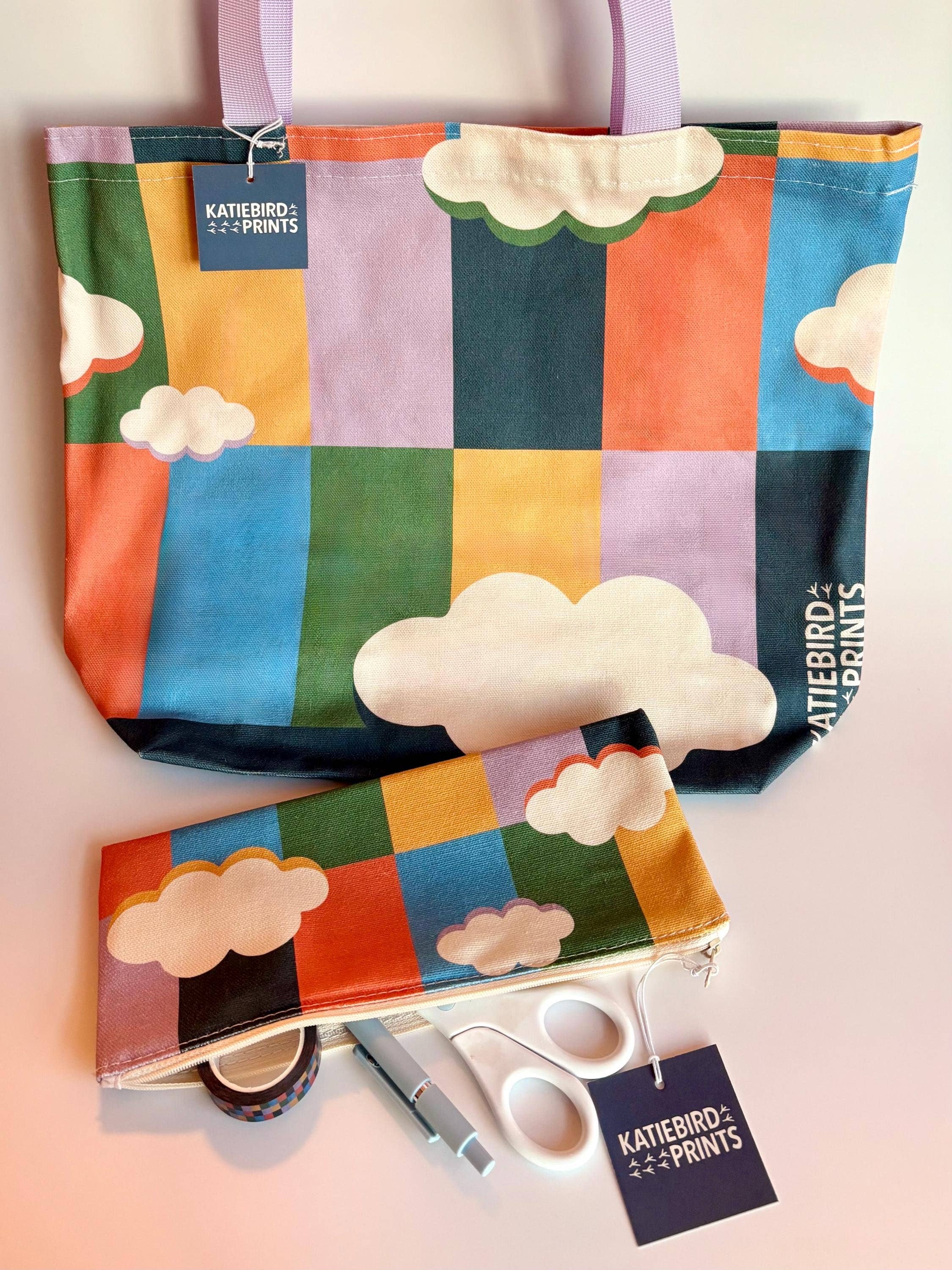 Katiebird Prints - Wholesale Tote Bag - Unisex - Wanderlust Colorful Cloud Pattern Everyday Reusable Tote4