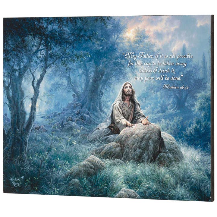 Wall Plaque Jesus in Gethsemane Matt. 26:42 20x16 for wholesale by Cottage Garden