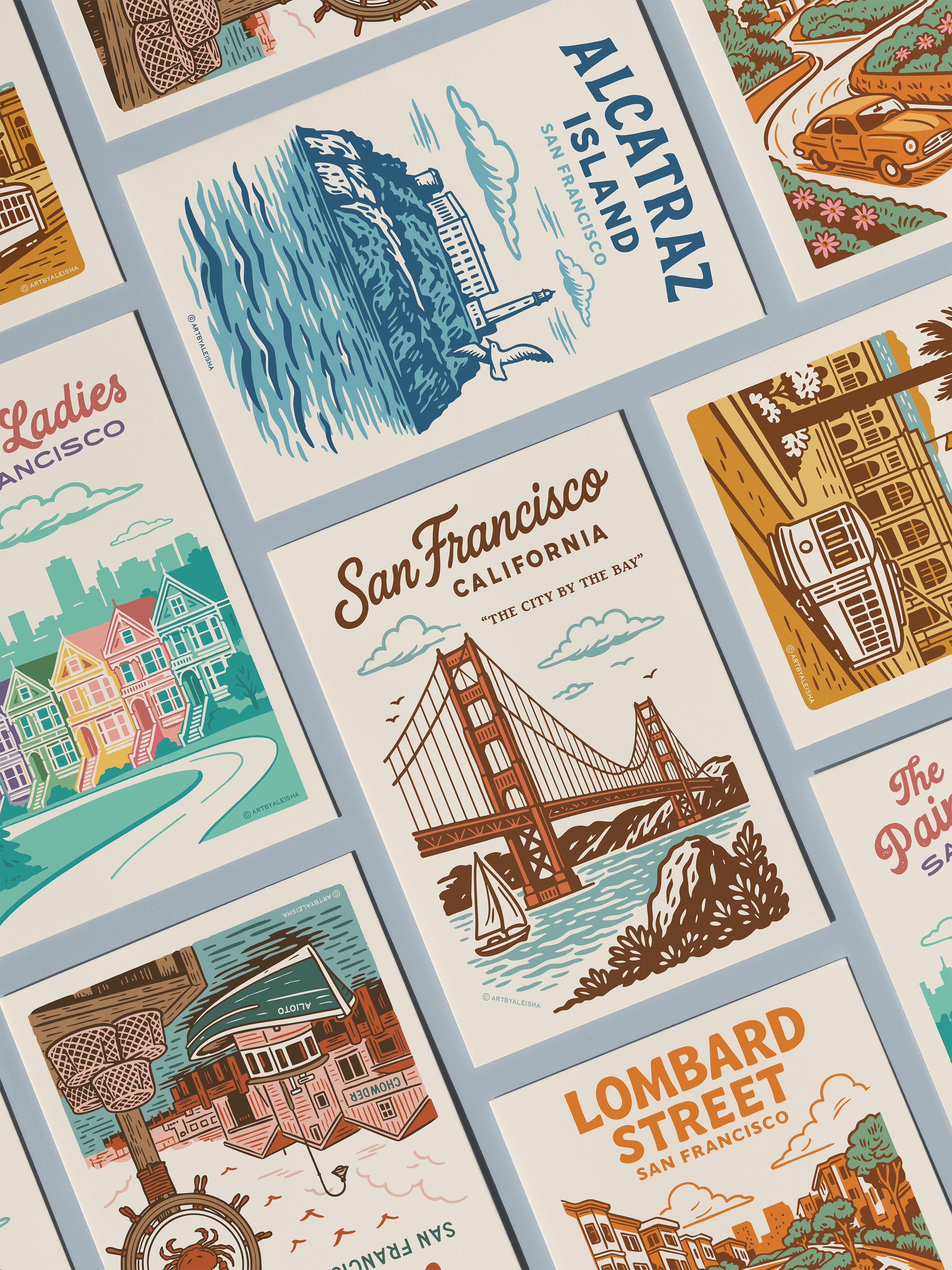 By Aleisha - Wholesale Postcard - San Francisco Golden Gate Bridge Retro Postcard1
