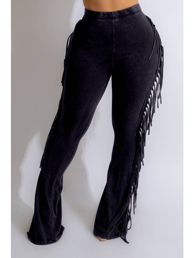 5besties inc - Wholesale Pants - Women's - Mineral Wash Fringe Detail Pants5