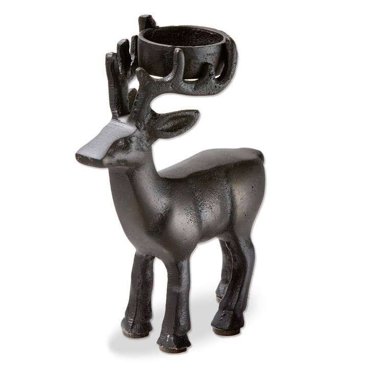 Deer Tealight Holder Black Aluminum Christmas for wholesale by tag