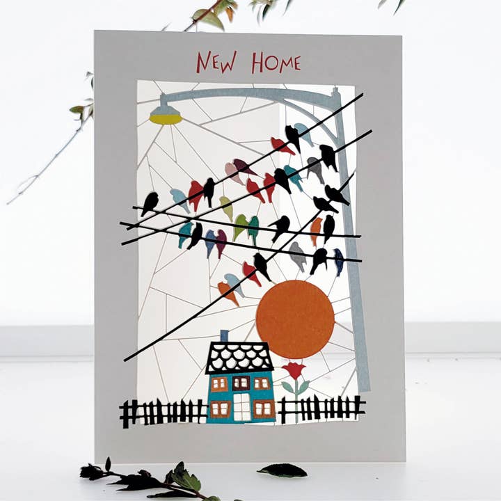 New Home Housewarming Card - House and Birds Design for wholesale by Forever Cards Ltd