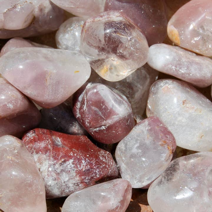 6pcs Pink Lithium Quartz Crystal Tumbled Stones, Grade A for wholesale by Caspar Curiosities
