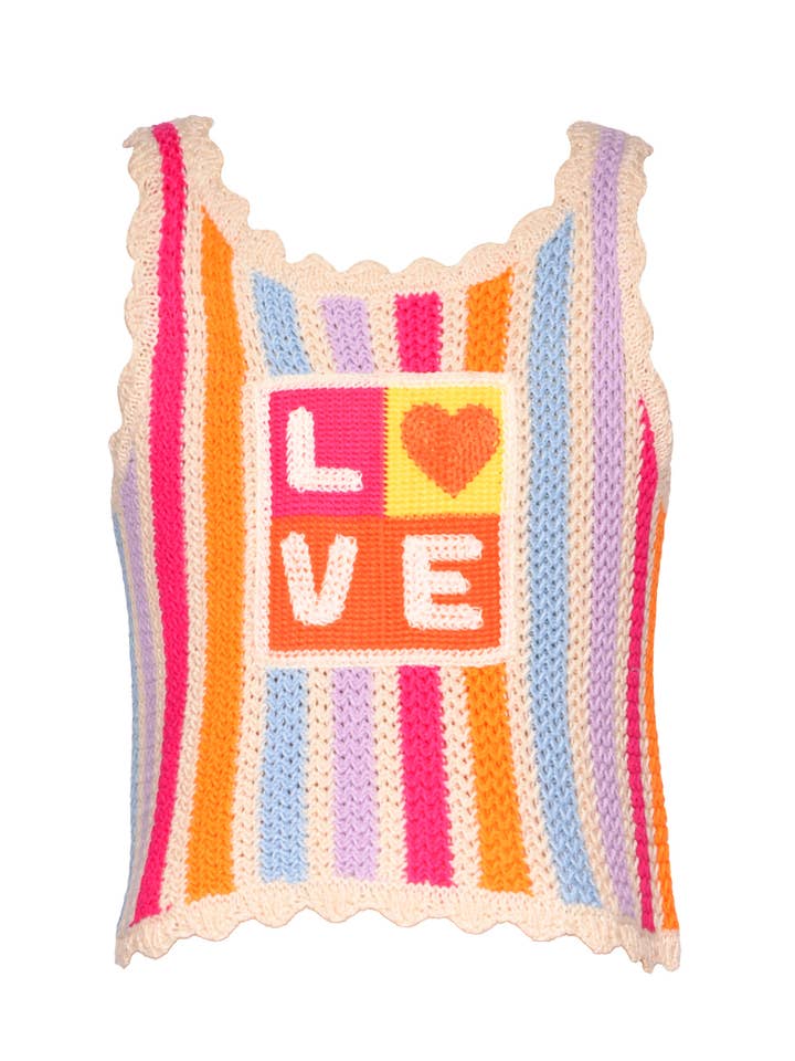 TOP DE GANCHILLO A RAYAS CON APLIQUES DE AMOR para venta al por mayor de Hannah Banana , Baby Sara