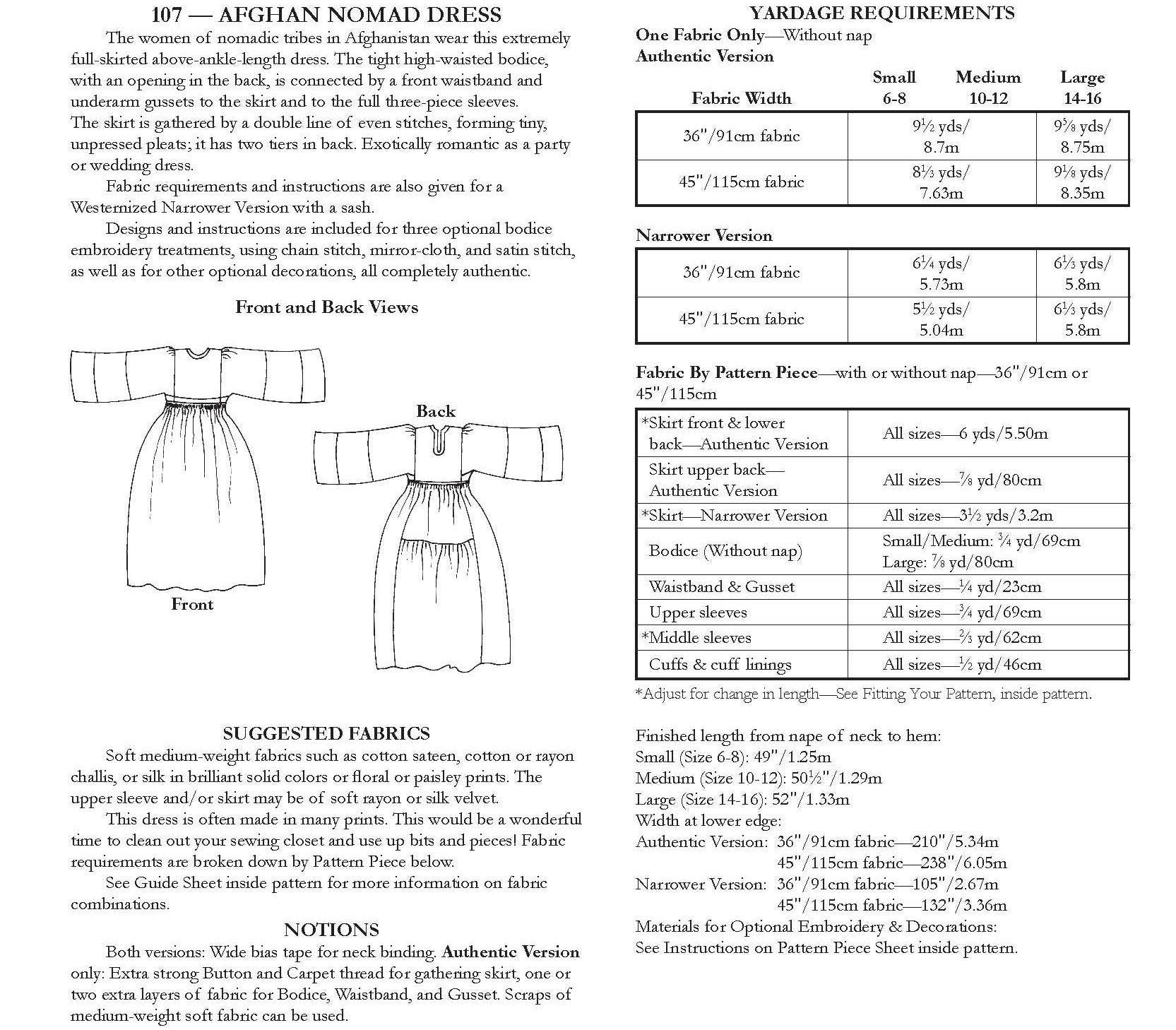 Folkwear - Wholesale Dress - Women's - 107 Afghan Dress - Sewing Pattern5