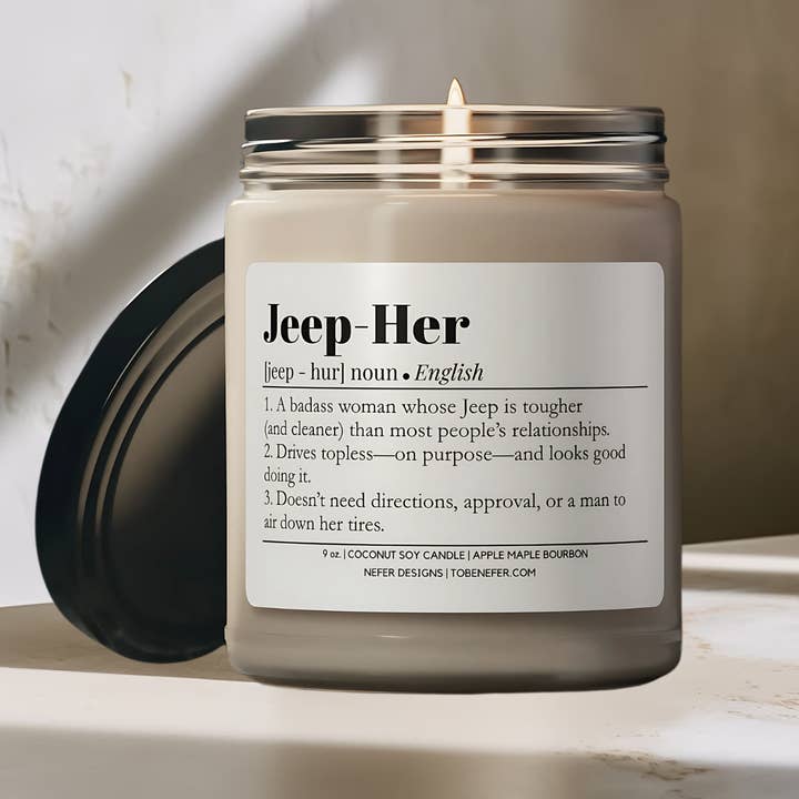 Jeep•Her Soy Candle | 4 oz & 9 oz | Custom Scents for wholesale by Nefer Designer Candles & Home Decor