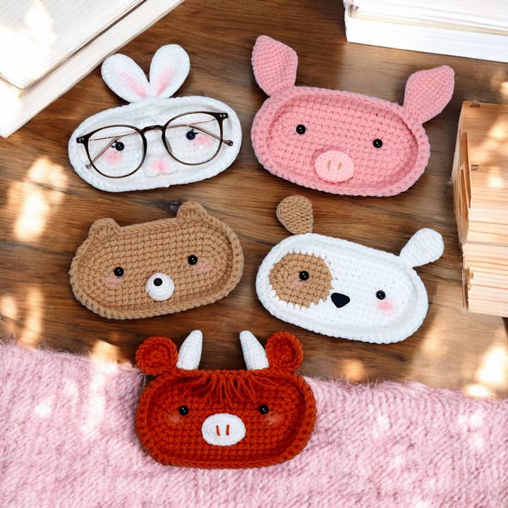 Farm Animal Eyeglasses Holder Crochet, Animals Eyeglass Tray for wholesale by TOMOPOD LLC