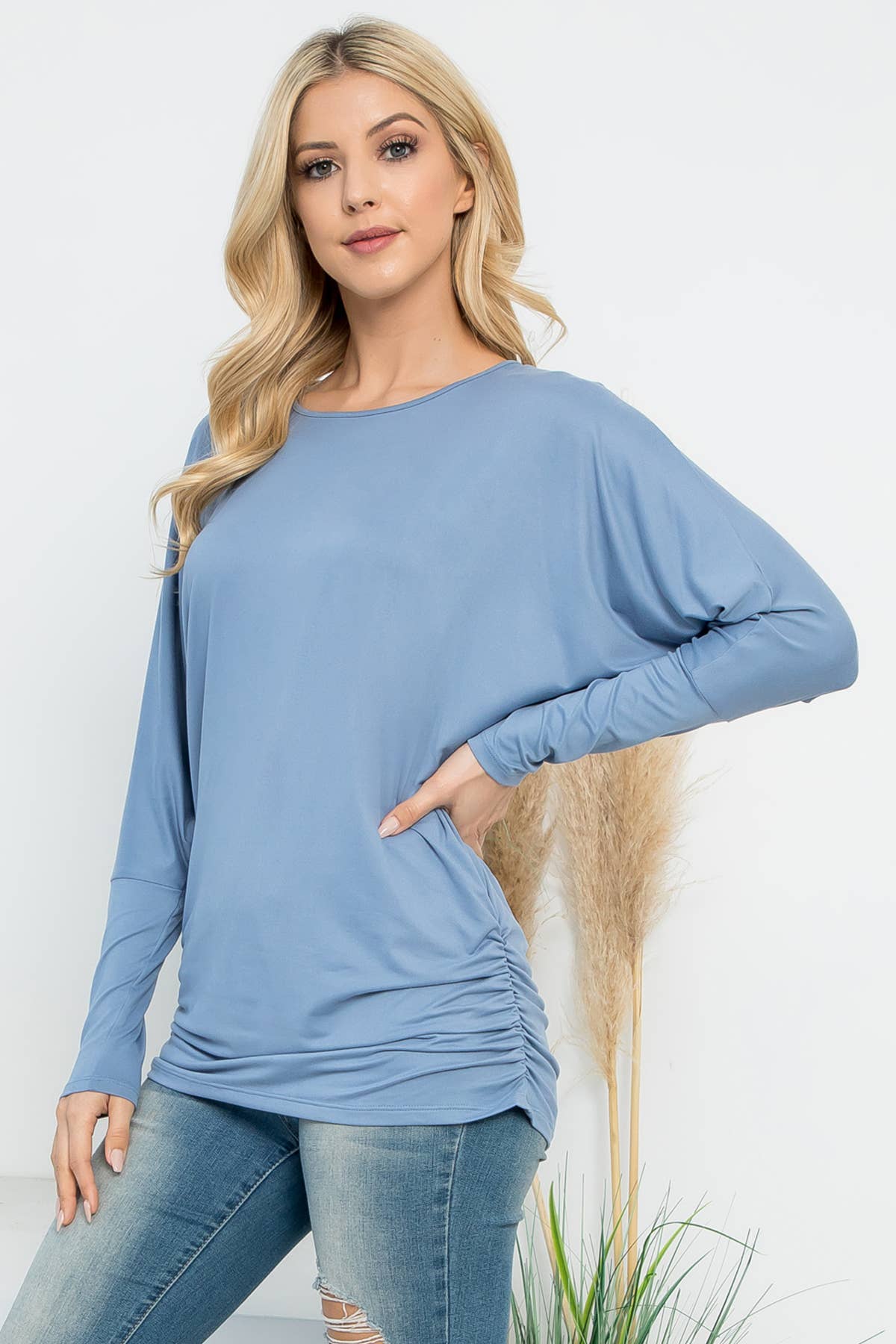 MYS Wholesale Inc - Vente Tunique – femme - Haut uni à manches longues Dolman avec détails en forme de tunnel26