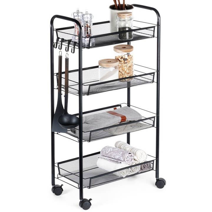 Chariot de Rangement Métal Noir 4 Niveaux pour la vente par Vilde