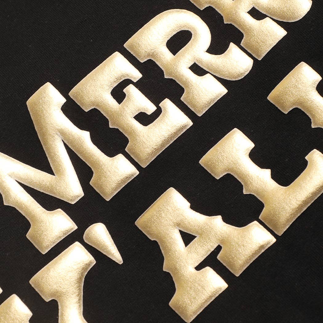 Fashion City - Wholesale Graphic Sweatshirt - Unisex - BE MERRY Y'ALL Metallic Gold PUFF Heavyweight Sweatshirt1