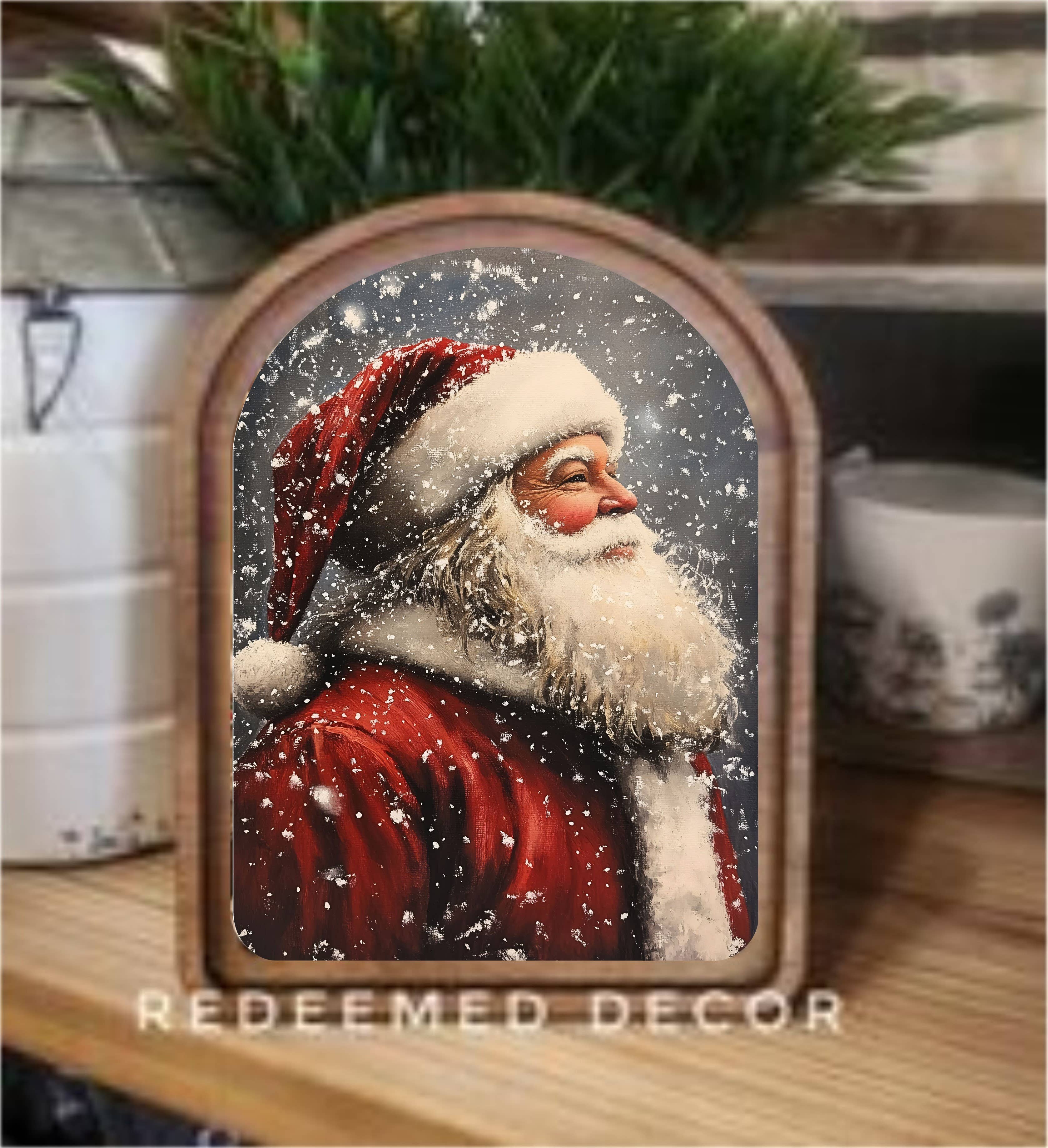 Redeemed Decor – wholesale Väggkonst i trä – Bågformad Antik Tomte Inramad Konst