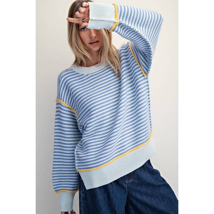 STRIPE PULLOVER OVERSIZE SWEATER for wholesale by COTIERRA