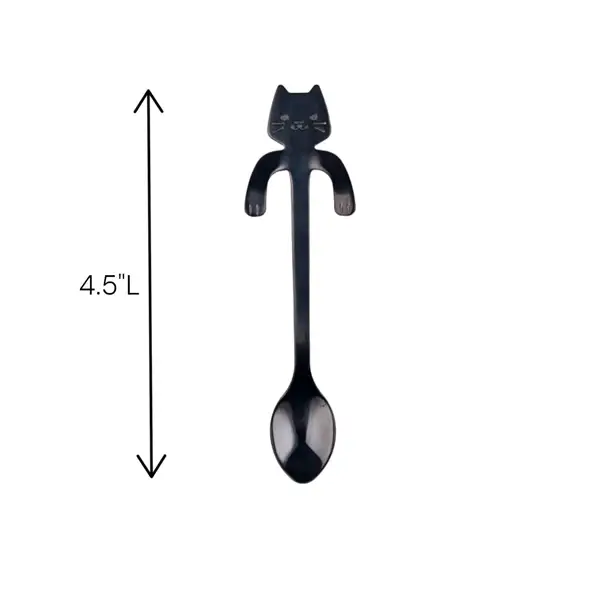 Urban Tokyo - Venta al por mayor Cucharas de mesa - Cuchara de té Cat Hanging de 4.5 pulgadas de largo, negra2