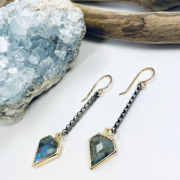 Laura J Designs - Wholesale Dangle Earrings - Oxidized Geometry Earrings2