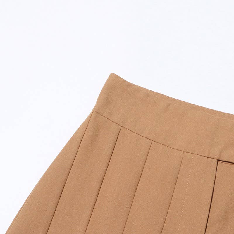 Khaki PT019 High-Waist Pleated Wide-Leg Pants - Summer Chic for wholesale on Faire7
