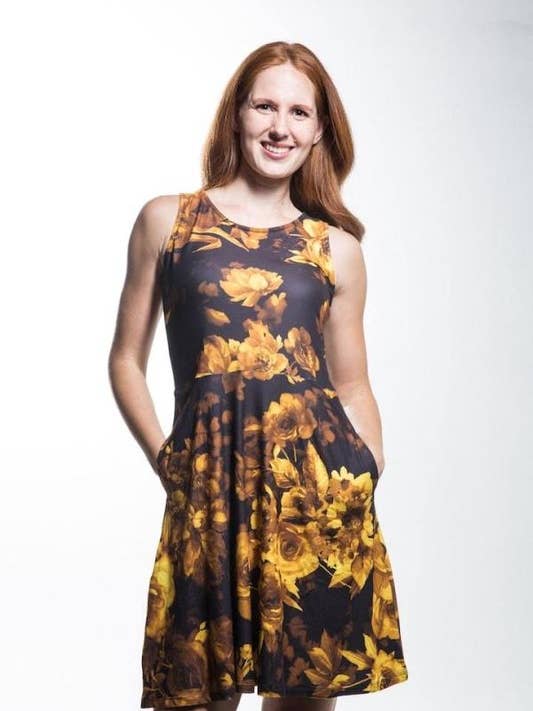 Vestido Fashion Feminino Meia-Noite Dourado c/ Bolso por atacado de Calison