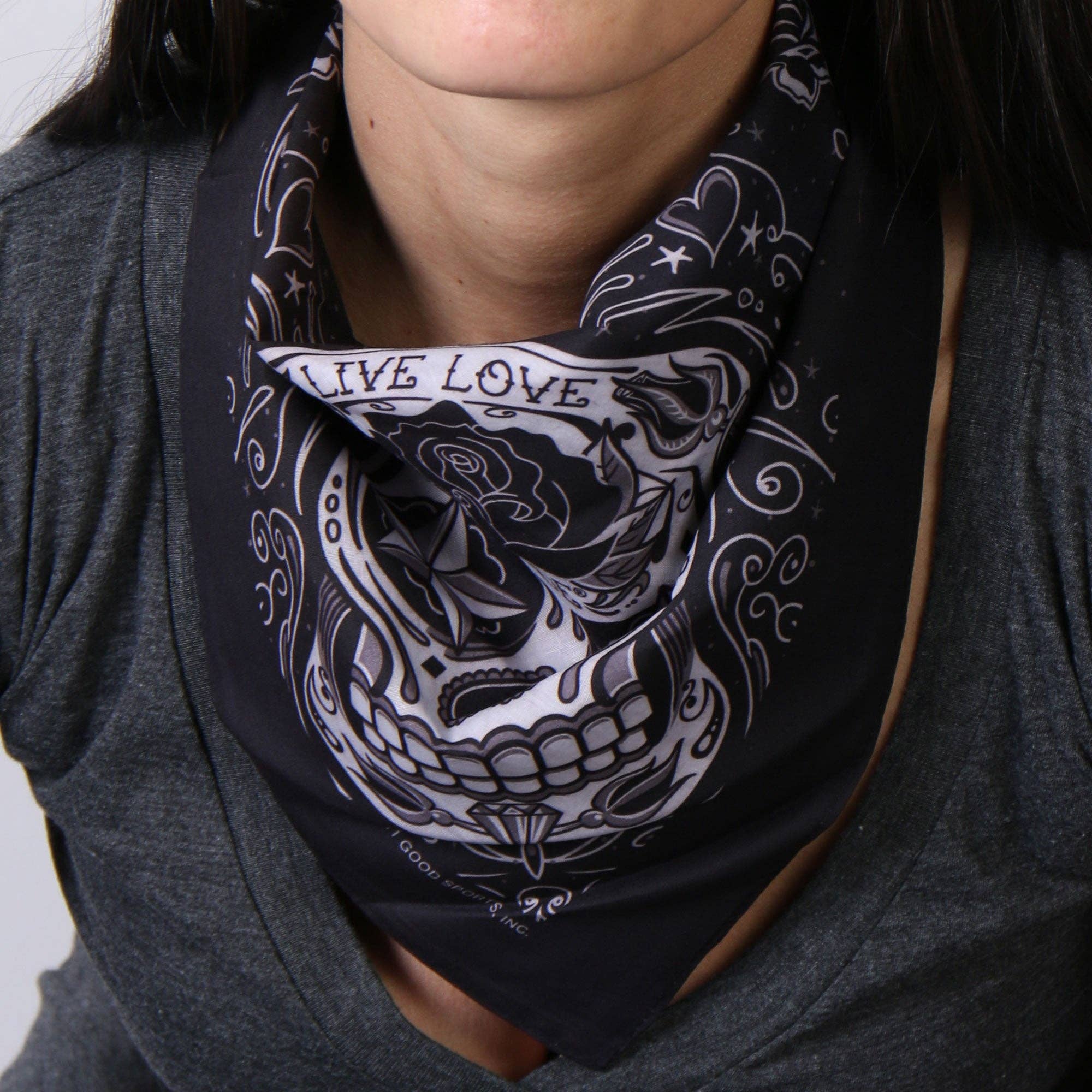 Hot Leathers – wholesale Bandana – Women's – Hot Leathers BAB1059 Sugar Skull Bandana 21x212