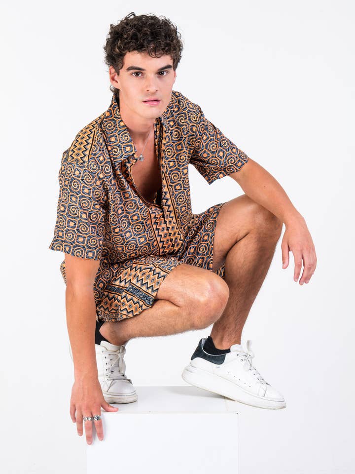 Arena Formentera - Wholesale Top & Short Set (NOT Loungewear) - Men's - Bohemian shirt+shorts set - Last units!20
