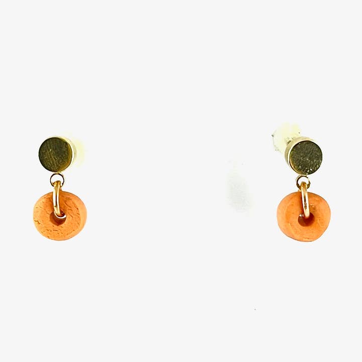 Orange - Tiered ceramic donut stud | gold for wholesale by NB MAKES