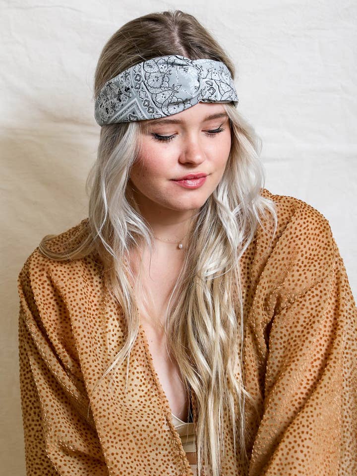 Block Paisley Twist Headwrap for wholesale by Leto Accessories