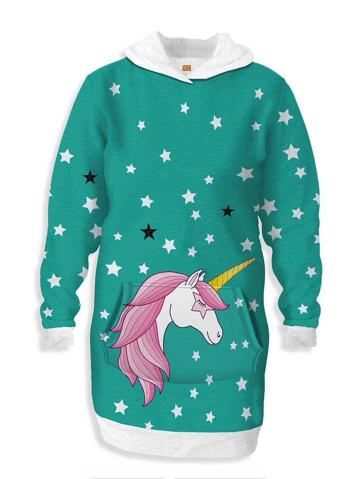 Fishikii – Engroshandel Kjole - Børn – Ice Cream Unicorn Sweatshirt Kjole | CAN-VEST.01