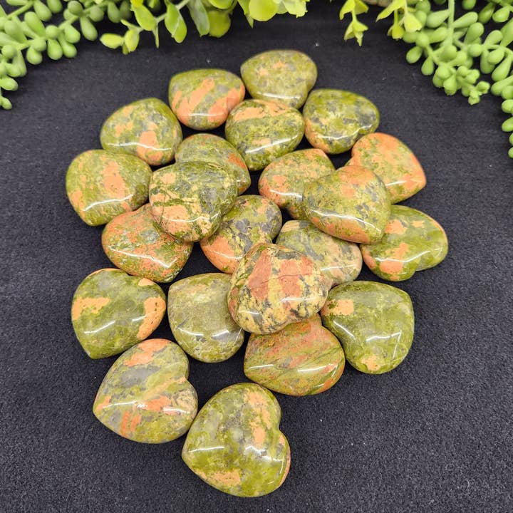Meraki Gemstones - Wholesale Spiritual Stone/Crystal - Unakite Hearts-0.5kg/1.1lbs. (40x40x20mm or 4cm)