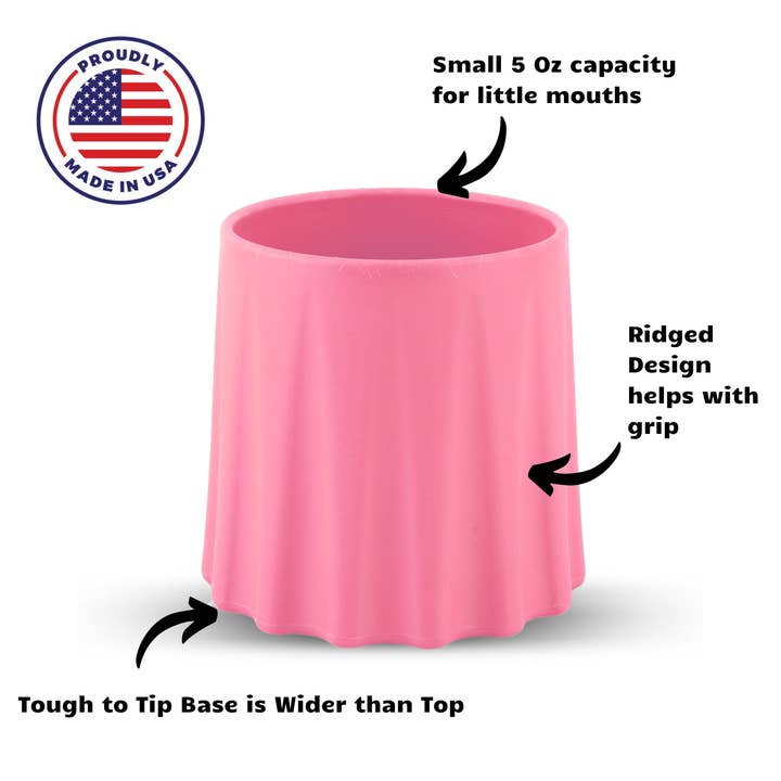 EZTOTZ LLC - Wholesale Drinking Glass/Cup - Kids & Baby - Tough to Tip Plastic Baby/Toddler Cups 5 Oz - Pink