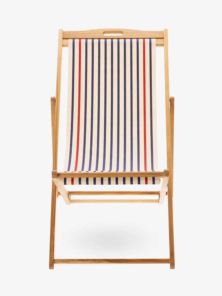 JULIA MARIN ECRU/MARINE deckchair for wholesale by Les Toiles du Soleil