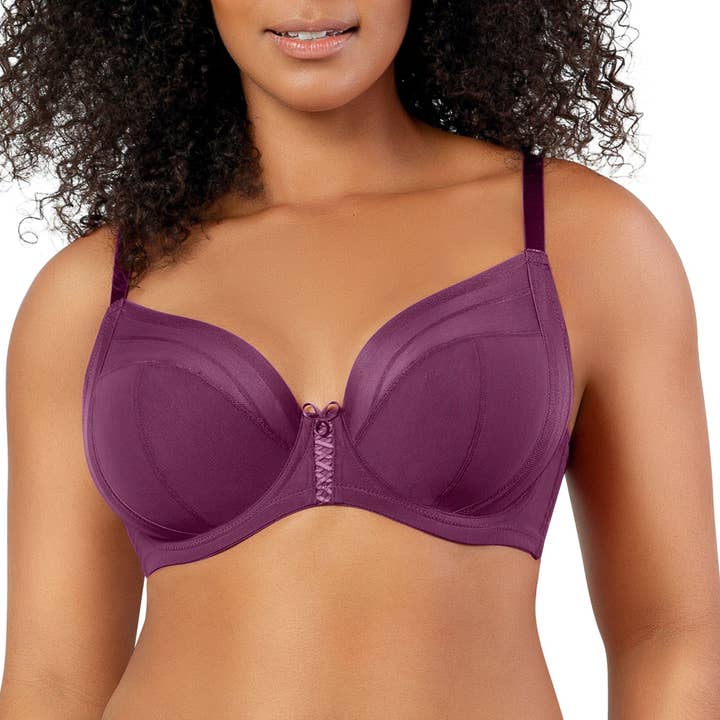PARFAIT Shea P6062 Women's Full Bust Mesh Plunge Unlined Wired Bra - Blackberry for wholesale by PARFAIT