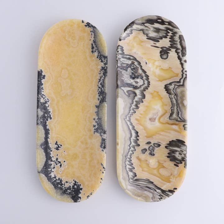 Mi Esperanza Minerals - Wholesale Decorative plate/dish/bowl - One Zebra Yellow/Orange Onyx Oval Dish4