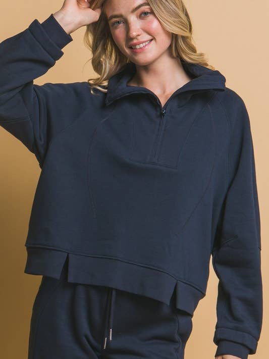 Sweatshirt mit halbem Reißverschluss und Trichterausschnitt für den Großhandel von MintChoco