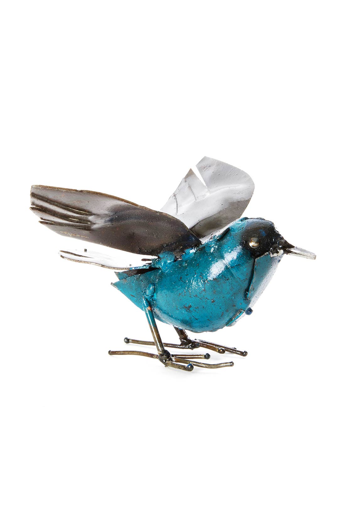 Swahili | AFRICAN MODERN - Wholesale Sculpture - Blue Recycled Metal Fluttering Bird Sculpture2
