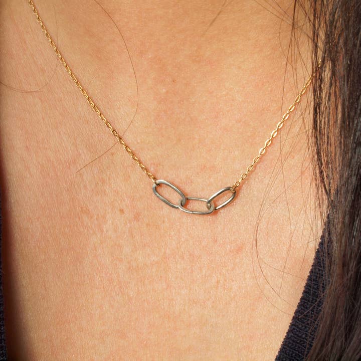 Beth Necklace, Mix material sterling and yellow gold for wholesale by Siebijoux