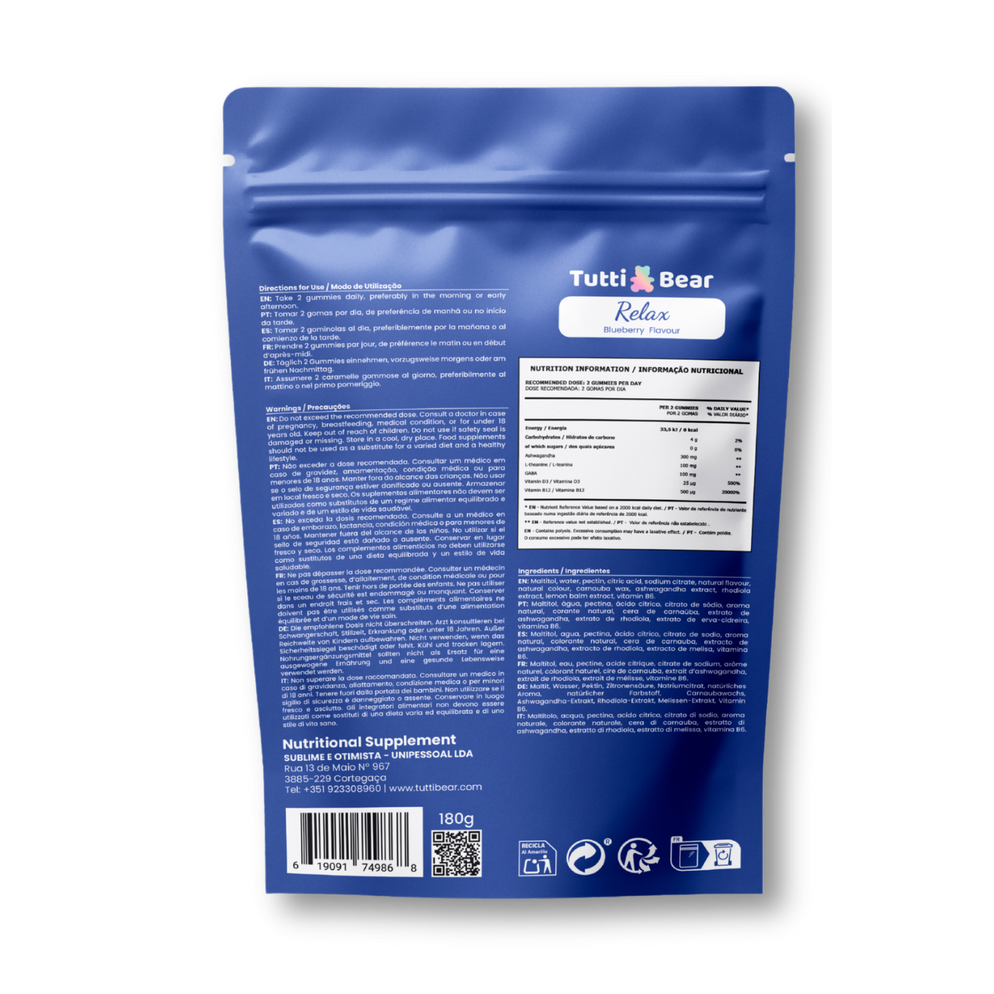 TUTTI BEAR - Venta al por mayor Suplementos/vitaminas para beber - Gomas Stress1