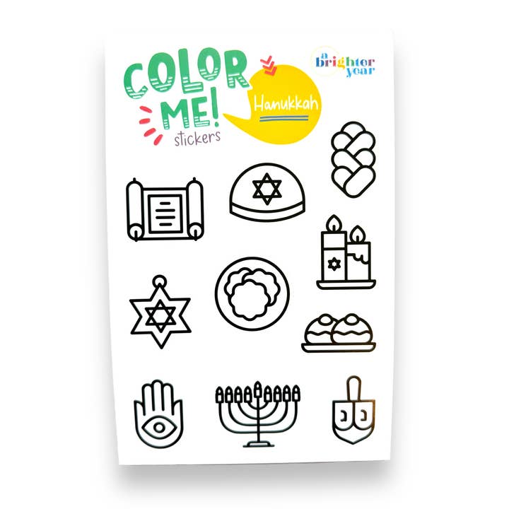 Color Your Own Hanukkah High-Quality Sticker for Kids & Baby for wholesale by A Brighter Year