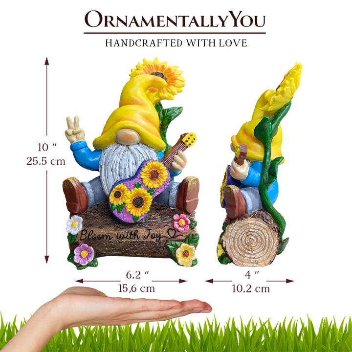 OrnamentallyYou - Wholesale Decorative Figurine - Bloom with Joy Sunflower Gnome 10" Garden Statue Figurine2