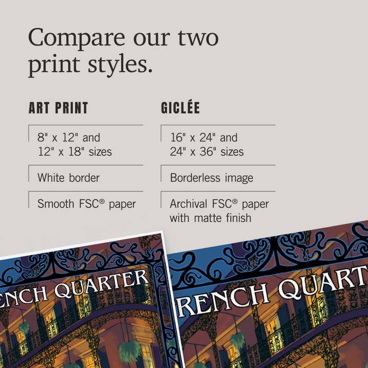 Lantern Press - Vente Affiche d'art - ESTAMPES D'ART New Orleans, Louisiane French Quarter7