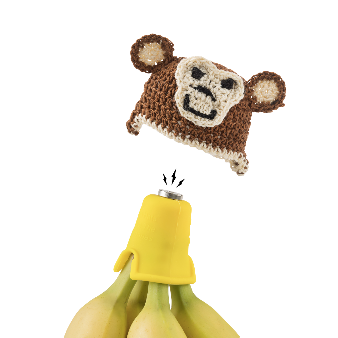 Nana Hats® - Wholesale Kitchen Tool/Gadget - Monkey Nana Hat | Includes 2 Stretchy Silicone Caps with Magnets2
