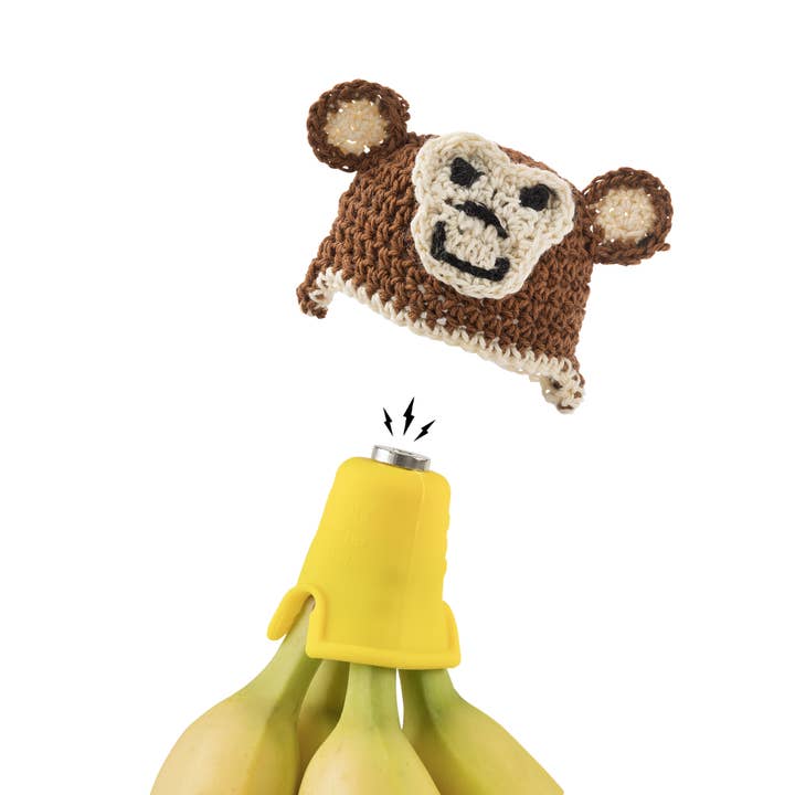 Nana HatsĀ® - Wholesale Kitchen Tool/Gadget - Monkey Nana Hat | Includes 2 Stretchy Silicone Caps with Magnets2