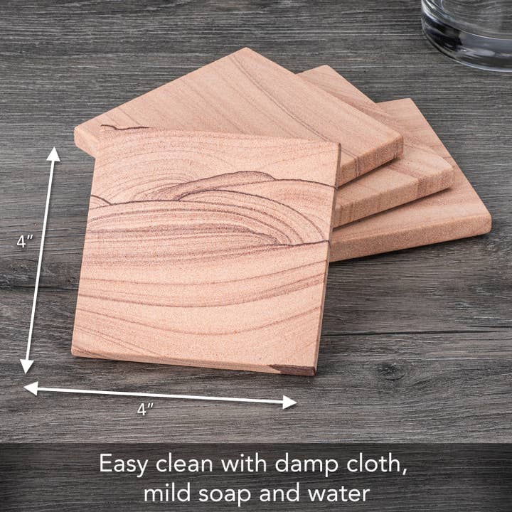 CounterArt/Highland Home/Thirstystone/CoasterStone - Wholesale Coasters - Thirstystone Desert Sand 4 Pack Natural Sandstone Coasters