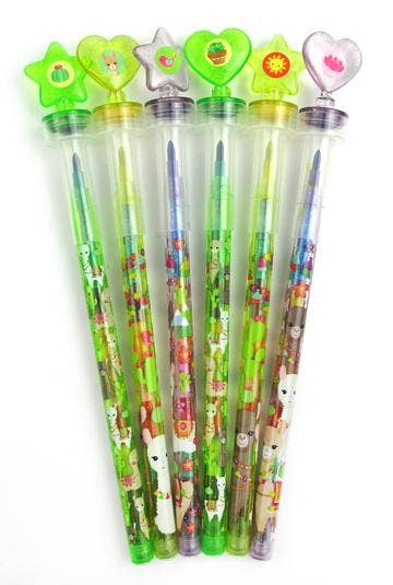 Tiny Mills – wholesale Crayons – Child & baby – Llamas Rainbow Stackable Crayon with Stamper Topper2